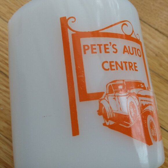 Vintage Milkglass Mug "Pete's Auto Centre" Retro Car Mechanic #1 - Picture 5 of 12